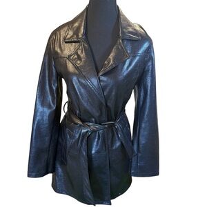 Bershka Shiny Black Snake Skin Faux Leather Jacket 00s Rare